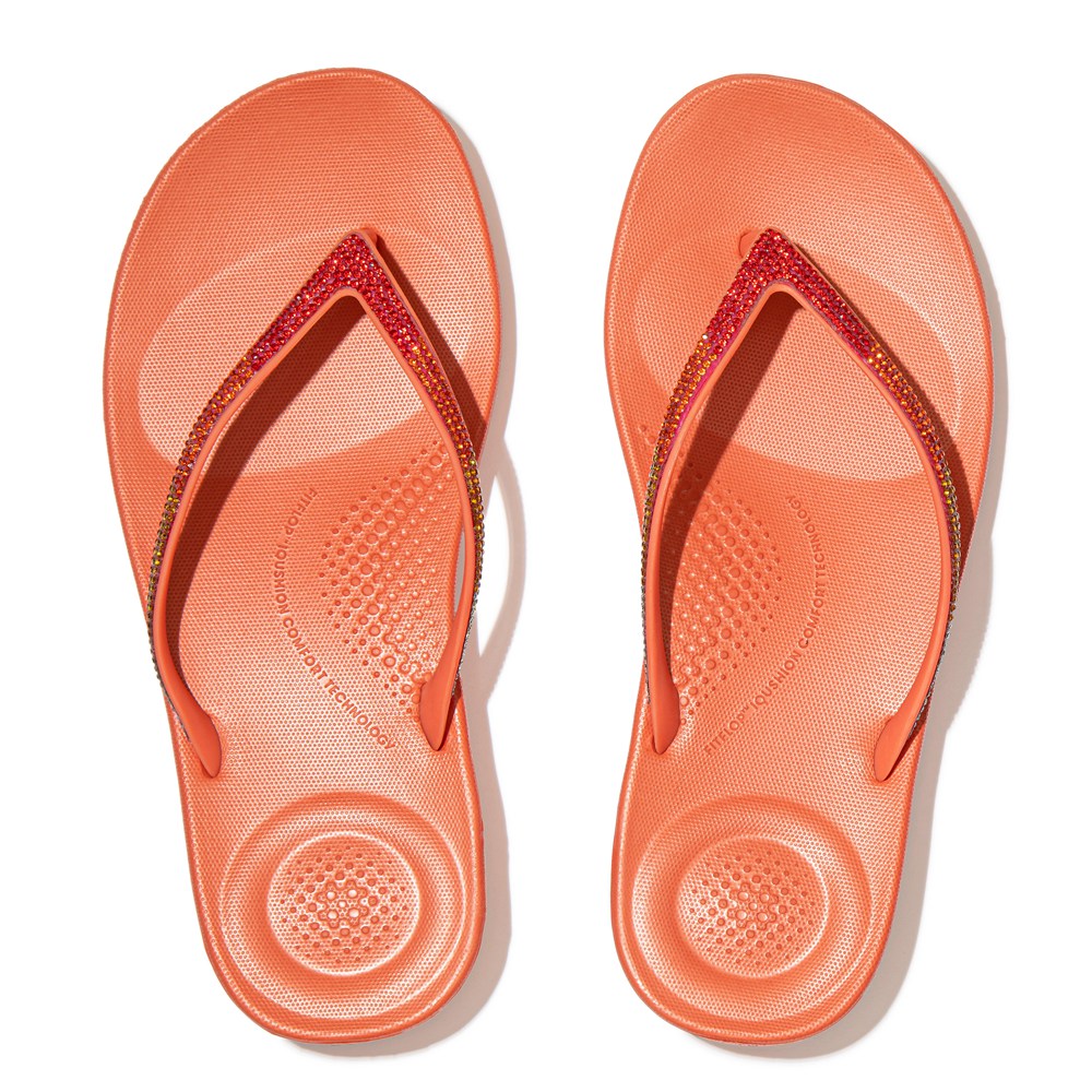 Fitflop Womens Flip-flops Coral Pink - Iqushion Ombré Sparkle - 51JDSVQGZ